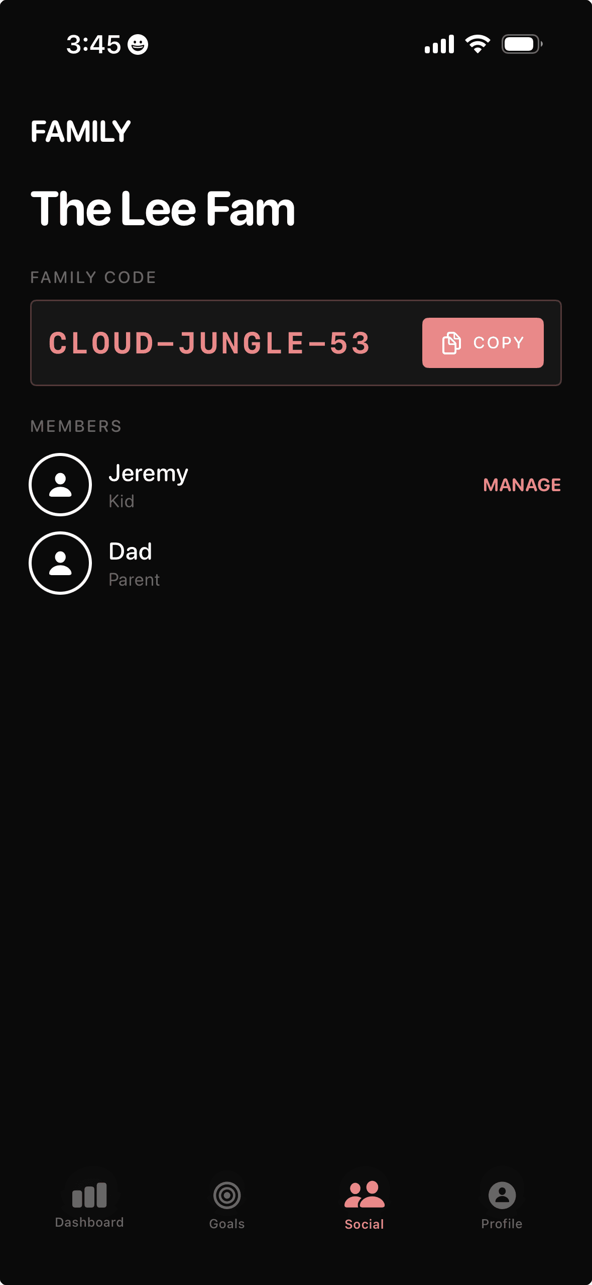 Fruitful family — manage members and share code